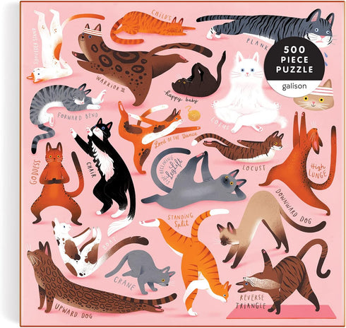 Galison Yoga for Cats 500 Piece Puzzle from Galison - 20" x 20" Jigsaw Puzzle, Bright and Bold Artwork, Thick and Sturdy Pieces, for Cat Lovers!...
