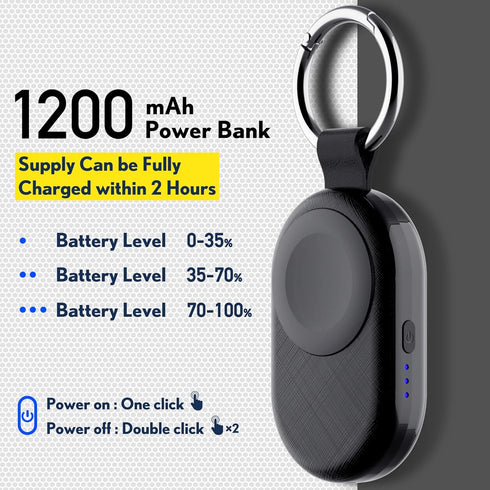 PZOZ Portable Apple Watch Wireless Travel Charger, 1200mAh Power Bank iWatch Fast Charging with Car Keychain, Adapter Compatible with Series Ultra...