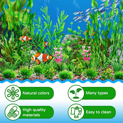 Green Fish Tank Decor Aquarium Plants, 25pcs Fish Tank Decorations Plants, Fish Tank Accessories, Aquarium Decor Artificial Plants, Small to Large...