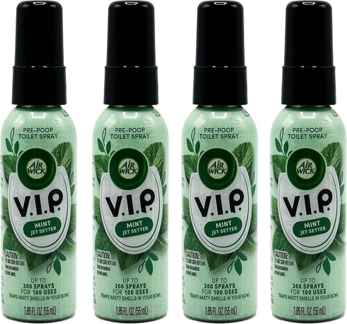 Air Wick V.I.P. Pre-Poop Toilet Spray, Mint Jet Setter, Poo Spray Travel Size, Neutralizes Odors, Poop Spray for Toilet, Contains Essential Oils, ...