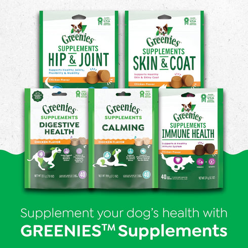 Greenies Supplements Digestive Health Probiotics for Dogs Chicken Flavor, 40 Count Soft Chews Dog Probiotics, 7.8 oz. Pouch...
