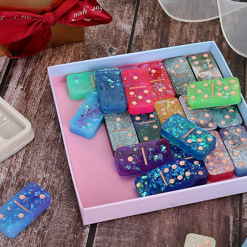 Professional Domino Molds for Resin Casting, Jumbo Silicone Dominoes Mold 28 Cavities, Baking Molds – Flexible and Non-Stick Design – Ideal for Ch...