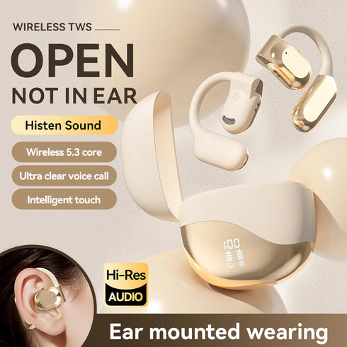 Open Ear Headphones Wireless Earbuds Wireless Bluetooth Headphones 5.3 LED Display 80hrs Playtime HiFi Stereo Sound Waterproof Charging Case Digit...