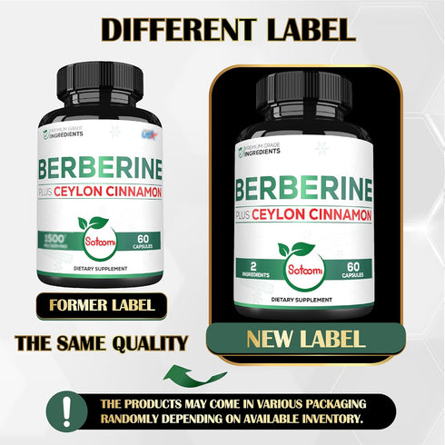 1500mg Berberine with Ceylon Cinnamon Supplement - Extra Strength for Immune System, Digestive Health, Body Management & Energy Production - 60 Ca...