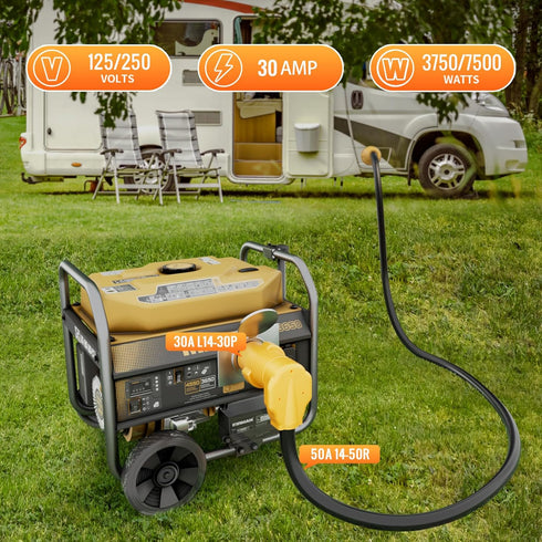 NEMA L14-30P to 14-50R RV Generator Adapter, 30 Amp to 50 Amp Twist Locking Generator 4 Prong Male Plug to 4 Prong RV Female, Heavy Duty for RV Tr...