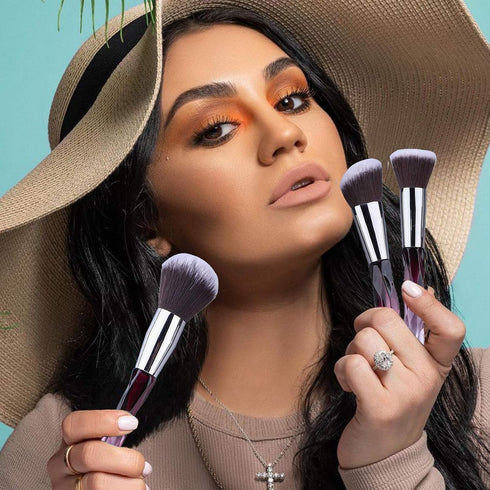 XMOSNZ Makeup Brushes 15pcs Premium Synthetic Bristles Crystal Handle Set Eyeshadow Brush Face Lip Eye Make Up Brush Sets Professional with 4 Make...