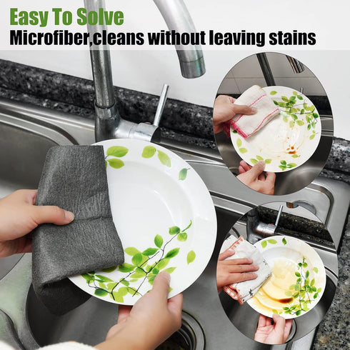 KTT Microfiber Cleaning Cloth,Reusable Thickened Magic Cleaning Cloth.Streak Free Miracle Cleaning Cloth for Home,Window,Mirror Glass and Cars.(12...