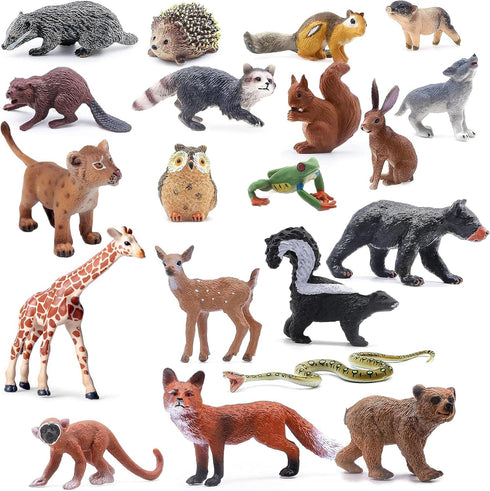 20Pcs Small Plastic Animals Figures - Rain Forest Animals Figures, Animals Toys, Nocturnal Animals Educational Toys for Science Project Cake Party...