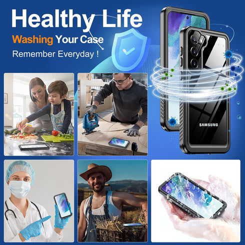 Hualele for Samsung Galaxy S21 FE Case Waterproof, Built in Lens & Screen Protector Rugged Full Body Protective Military Grade Drop Protection IP6...