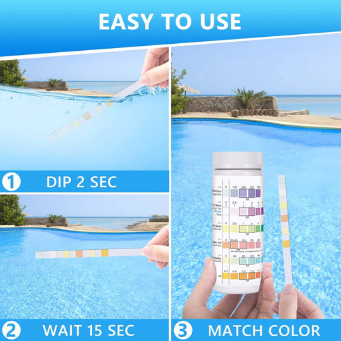 Pool Test Strips for Above Ground Pool: 150 Counts 6 in 1 Pool Spa Test Strips for Hot Tub Swimming Pool Test Kit Testing Chlorine, pH, Bromine, A...