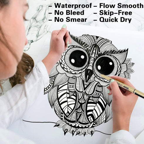 Micro Fineliner Drawing Art Pens: 16 Black Fine Line Waterproof Ink Set Artist Supplies Archival Inking Markers Liner Professional Sketch Outline ...