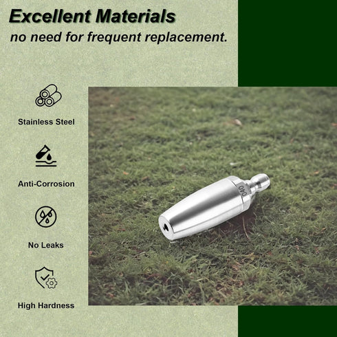 Turbo Nozzle Pressure Washer Tips, Rotating Nozzle with 5 Power Washer Nozzle Tips, 1/4 Inch Quick Connect, Orifice 4.0, Stainless steel...