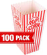 GSM Brands Popcorn Containers Boxes (100 Pack) - Striped White and Red Paper - for Home Movie Theater...