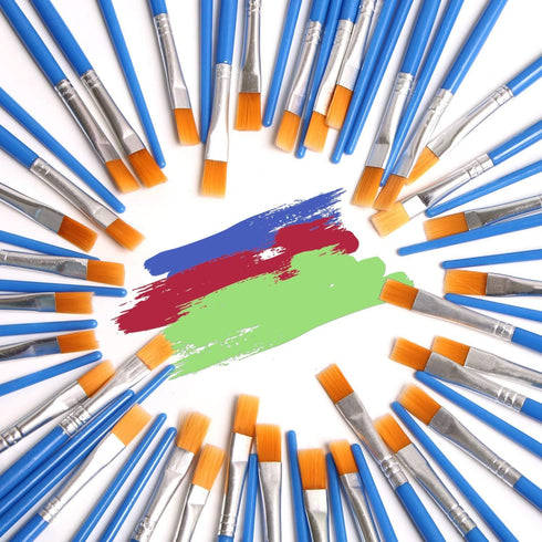 DECYOOL 60 Pcs Paint Brushes Set Kids Nylon Flat Hair Small Oil Watercolor Artist Painting Kits Bulk for Acrylic Painting...