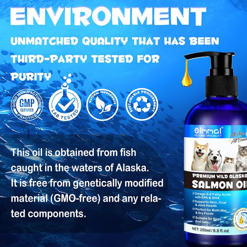 Omega 3 Fish Oil for Dogs -8.8 FL.OZ Salmon Oil for Dogs & Cats - Dog Fish Oil Supplement - Omega 3 Fish Oil for Pet Skin and Coat, Shedding, EPA ...
