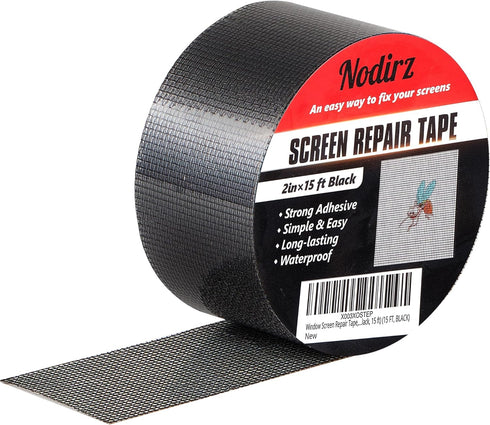 Window Screen Repair Tape, Screen Rrepair Kit for Windows or Doors Screen Repair, Strong Adhesive Screen Patch Repair Kit Mesh Repair (Black, 15 F...