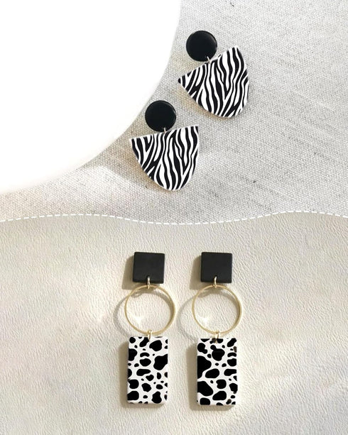 Puocaon Animal Print Silk Screen - 5 Pcs Dalmatians Cow Spot Silk Screen Stencils for Polymer Clay, Screen Stencils for Polymer Clay Earrings, Sil...
