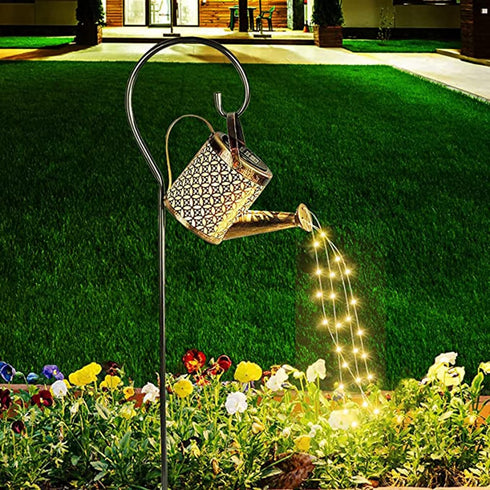 Solar Watering Can Lights, LED Solar Lantern String Light Outdoor Garden Waterproof Hollowed-Out Retro Metal Water Can Lights, for Garden Patio Ya...