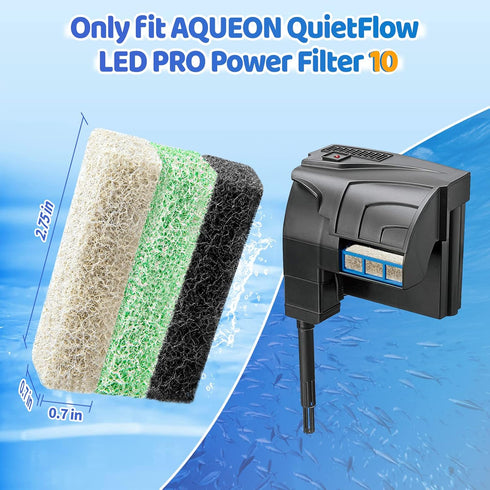 HiTauing 18 Count Mixed Pack Filter Pads for aqueon with Ammonia&Carbon&Phosphate Reducer, Fish Tank Filter Pads for QuietFlow LED PRO Model 10...