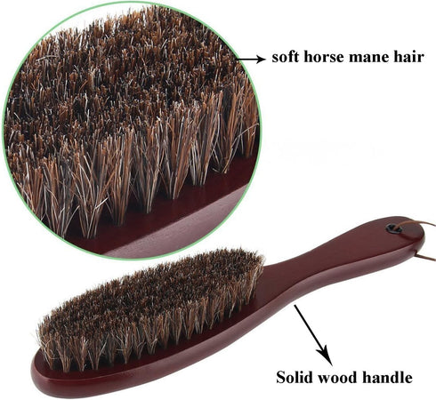 Clothes Brush Garment Brush Lint Remover Brush with Genuine Soft Horsehair and Wooden Handle for Coat Men Suits Shoes Jacket Furniture Car Mat and...