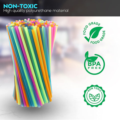 300 Neon Mini Bar Cocktail Straws - Coffee Drink Stirrers, Short Plastic Straws...
