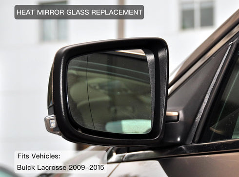 Driver Left Side Heated Mirror Glass Compatible with Buick Lacrosse 2009-2015 22857476...