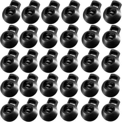 J.CARP 30Pcs Ball Shape Plastic Cord Locks End Spring Toggle Stopper, Single Hole Elastic Cord Adjuster, Suit for Hat Straps, Drawstrings, Bags, S...