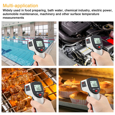 Non-Contact Digital Laser Infrared Thermometer, -58?~ 752? (-50? ~ 400?) Handheld IR Temperature Gun with Adjustable Emissivity for Kitchen Cookin...