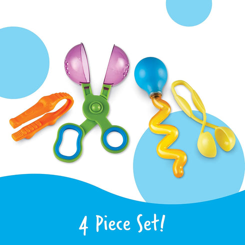 Learning Resources Helping Hands Fine Motor Tool Set Toy - 4 Pieces, Ages 3+ Fine Motor and Sensory Play Toys, Toddler Tweezers, Sensory Bin Toys...