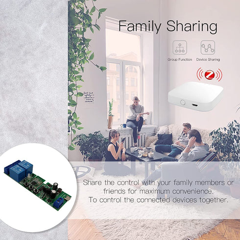 Zigbee Tuya Smart 2 Channel Smart Relay Module with 433RF Remote Control USB 5V 7-32V Jog/Lock Switch Compatible with Alexa Google Home (Requires ...