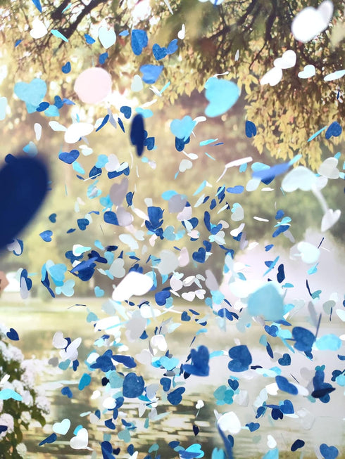 Blue Silver Tissue Paper Heart Confetti Wedding Engagement Bridal Shower Decor Table scatter 1 Inch Pack of 6000...