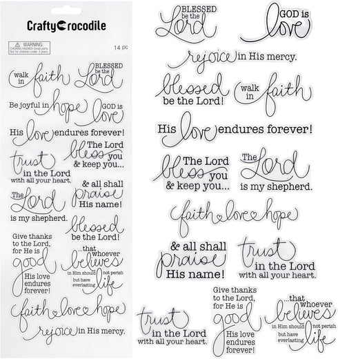 CraftyCrocodile Religious Christian Bible Stickers - Clear Handwritten Inspirational Prayer Faith Scripture Biblical Stickers for Scrapbooking and...