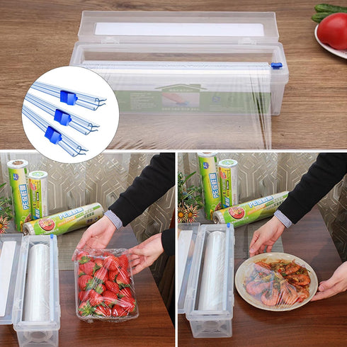 4 Pcs Slide Cutter,Slide Cutter Replacement Fit,Self-Adhesive Two-Way Sliding Cutter,Suitable for 12.5 inches Wide Plastic Wrap, Aluminum foil Pap...