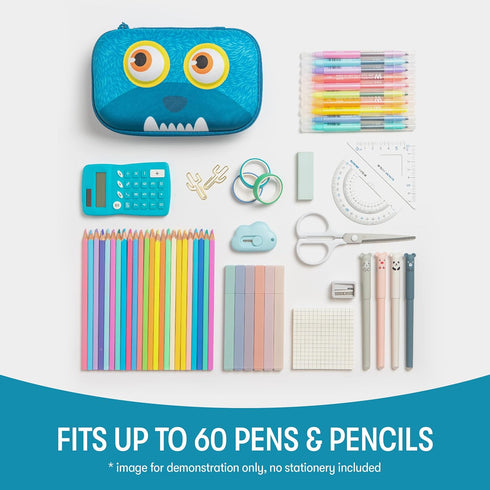 ZIPIT Wildlings Pencil Box for Kids | Pencil Case for School | Organizer Pencil Bag | Large Capacity Pencil Pouch (Blue)...