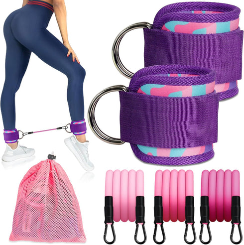 Ankle Resistance Bands with Cuffs, Ankle Bands for Working Out?Resistance Bands for Leg Butt Training Workout Equipment for Kickbacks Hip Gluteus ...