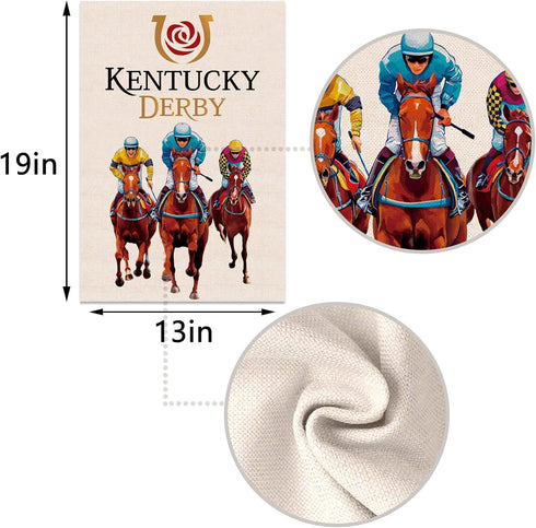 Nepnuser Kentucky Derby Garden Flag Jockey Run for The Roses Horse Racing Party Decoration Double Sided Lawn Front Yard Sign (White)...