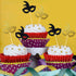 48 Pieces Masquerade Mask Cupcake Toppers Black Gold Glitter Bachelorette Party Mask Cupcake Mardi Gras Food Dessert Picks for Baby Shower Birthda...
