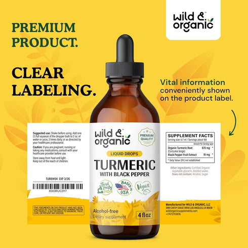 Turmeric Tincture - Turmeric Curcumin with Black Pepper - Joint Health Supplement - Organic Turmeric with Black Pepper for Digestive Health - Non-...