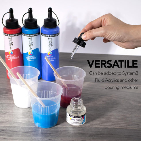 Daler Rowney System3 29.5ml Silicone Oil for Acrylic Pouring Fluid Acrylic Medium - Multiuse Silicone Oil for Cell Effects - Liquid Silicone for A...