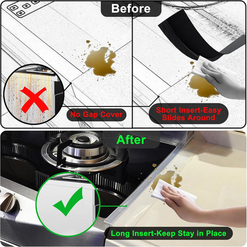 Silicone Stove Counter Gap Cover Kitchen Counter Gap Filler Transparent 25" Long Gap Filler Sealing Spills between Kitchen Appliances Washing Mach...