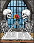 Posterizer 1 pcs-romantic skeletons sharing a flower and reading books 4-Gothic Art-Romantic Art-Living Room Bedroom Decor- unframed wall art...