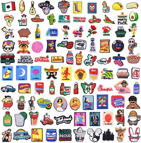 100Pcs Mexican Shoe Charms for Clog Sandals, Mexico Themed Charms for Teen kids Adults Women Men Boys Girls Party Favor Birthday Gifts...