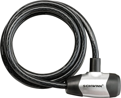 Schwinn Bike Key Lock in Braided Steel Cable, 2 Keys Included, 6 feet x 8mm Anti Theft Bicycle Lock, Security Level 1...