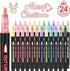 24 Pack Double Line Outline Markers, Squiggles Shimmer Markers Set, Self Outline Metallic Glitter Marker Pens for Christmas,Art, Drawing, Writing,...