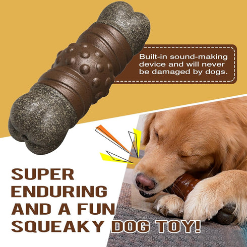 Dog Chew Toys for Aggressive Chewers, Indestructible Tough Squeaky Interactive Dog Toy, Dog Grinding Teeth Mentally Stimulating Chew Toy for Mediu...
