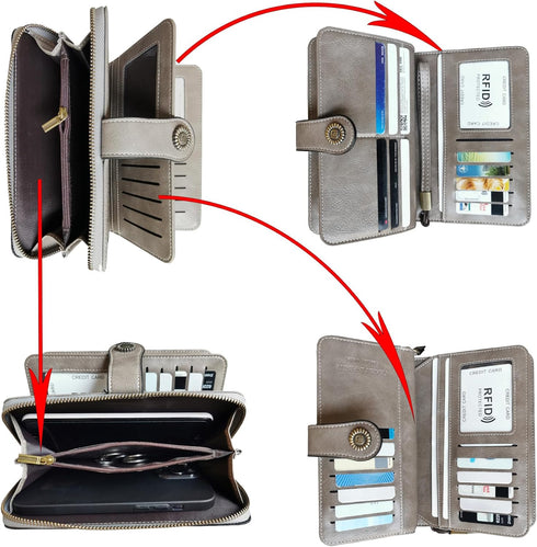 Women Fashion Zip Around Wallet Large Capacity Long Purse Credit Card Phone Holder Clutch with RFID Blocking and Wristlet Strap...