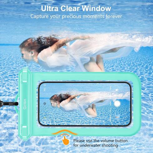 Gritin Waterproof Phone Pouch,2Pack IPX8 Waterproof Phone Case Bag for Swimming,Adjustable Lanyard Underwater Phone Dry Bag for iPhone 15 14 13 12...