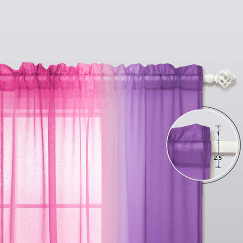 KOUFALL Kawaii Room Decor for Bathroom Pink and Purple Teen Girls Ombre Kids Curtain Rod Pocket Small Curtains for Girl Bedroom Decorations 45 Inc...