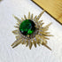 Excellent Gold and Emerald Starburst Pin Brooch Planet Sun Burst Jewelry...