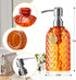 12 oz Diamond Stripe Glass Soap Dispenser, 304 Rust Proof Glass Soap Dispenser, Orange Glass Bottle Soap Dispenser with Pump; Restroom Soap Dispen...